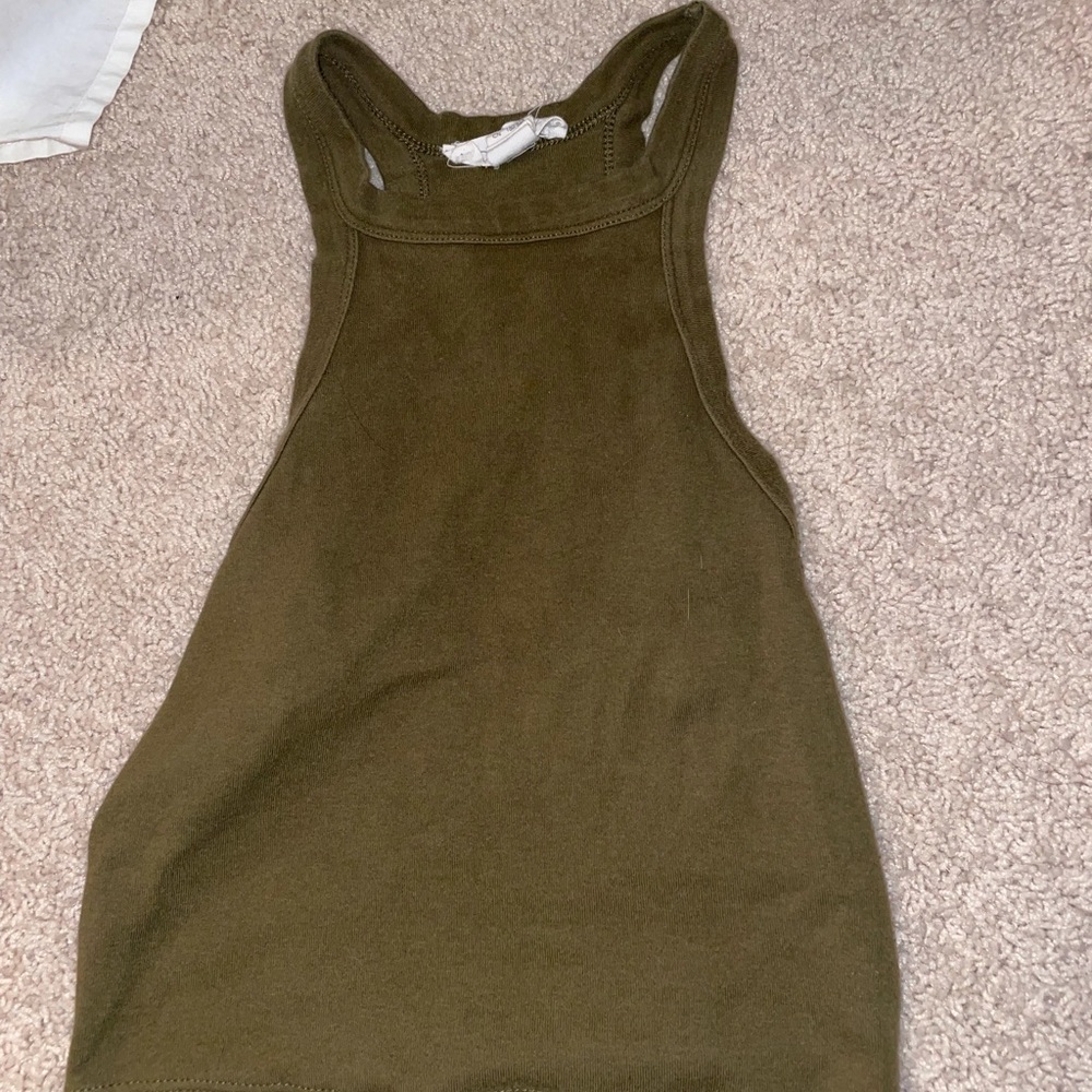 forever 21 cropped green halter tank